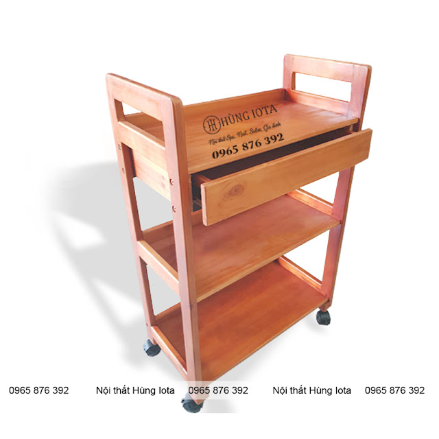 Kệ gỗ để đồ 3 tầng có ngăn kéo màu cánh gián