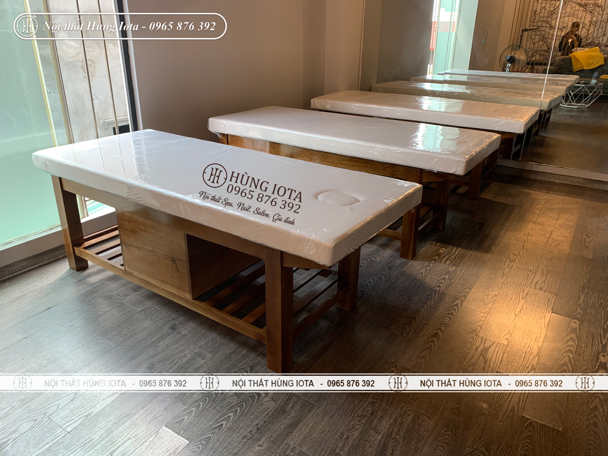 Lắp đặt giường spa ở Đống Đa có tủ ở giữa đẹp sang trọng