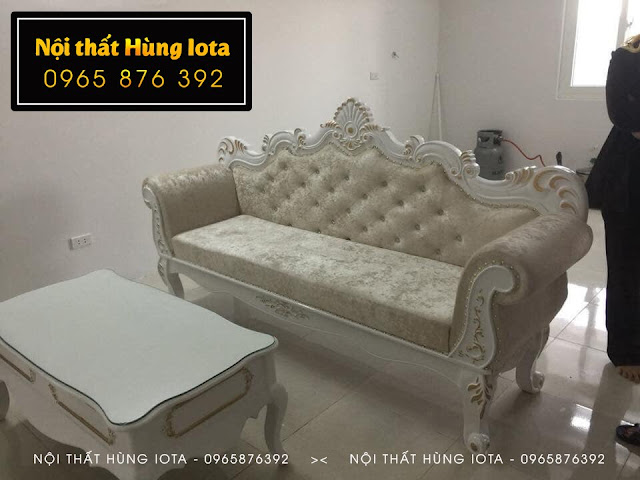 Sofa tân cổ điển nhập khẩu cao cấp màu trắng