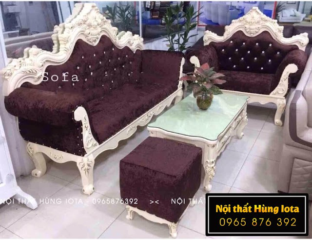 Sofa tân cổ điển đẹp giá rẻ màu tím