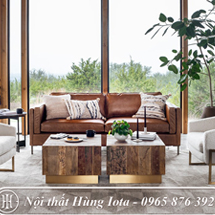 Sofa sang trọng chất da đẹp màu nâu SFGD27