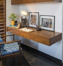 Bàn học treo tường màu hạt dẻ hay bàn trang điểm decor đơn giản BGD12