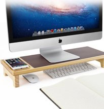 Giá đỡ màn hình bằng gỗ có ô để điện thoại đẹp, giá rẻ KMT04