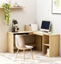 Bàn học góc tường màu gỗ có hộc tủ đựng đồ 2 tầng BGD46
