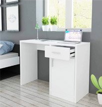 Bàn làm việc tại nhà có tủ nhỏ và ngăn kéo đựng đồ màu trắng BGD37