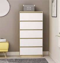 Tủ đựng đồ 5 ngăn kéo màu vàng trắng gỗ công nghiệp TDD52