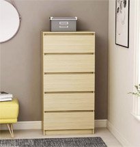 Tủ ngăn kéo 5 tầng màu gỗ decor phòng khách, phòng ngủ TDD51