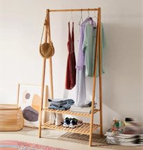Giá treo quần áo chữ A 2 tầng decor màu gỗ phong cách Hàn Quốc KG29