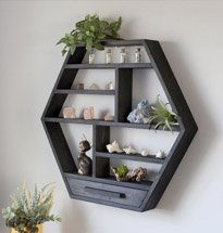 Kệ lục giác có ngăn kéo decor phòng khách, phòng ngủ gia đình KG72