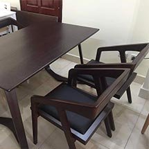 Bộ bàn ghế ăn gia đình katana 4 ghế màu nâu đen BGA27 giá rẻ tại xưởng