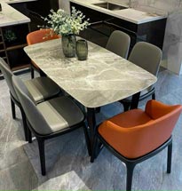 Bàn ăn 6 ghế Grace mặt đá cho gia đình BGA34