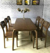 Bàn ghế ăn 2 lá 6 ghế màu gỗ óc chó sang trọng BGA32