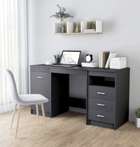 Bàn học hiện đại màu xám có 2 tủ cạnh bên BGD71