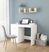 Bàn học nhỏ đẹp màu trắng có tủ đựng đồ 2 tầng BGD70