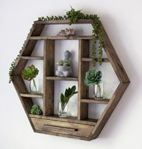 Kệ gỗ lục giác treo tường decor có ngăn kéo đựng đồ tiện lợi KG63