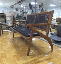 Ghế sofa tựa lưng đan mây decor màu óc chó GSFGD39