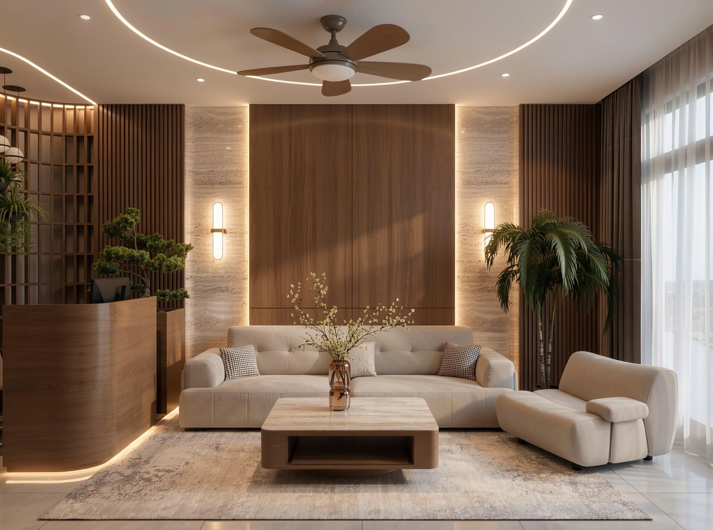 Thiết kế sofa spa màu kem đẹp