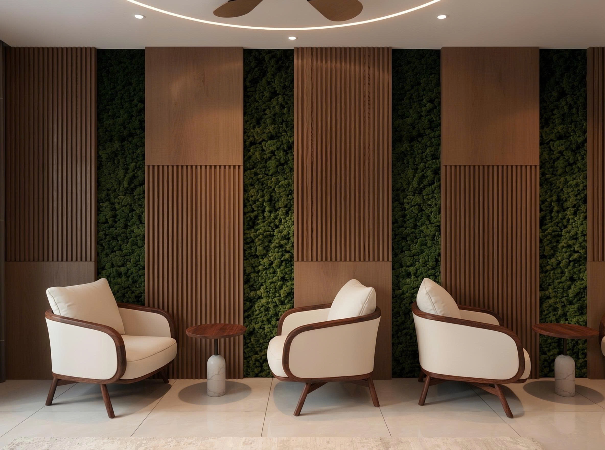 Thiết kế ghế chờ spa màu nâu kem đẹp