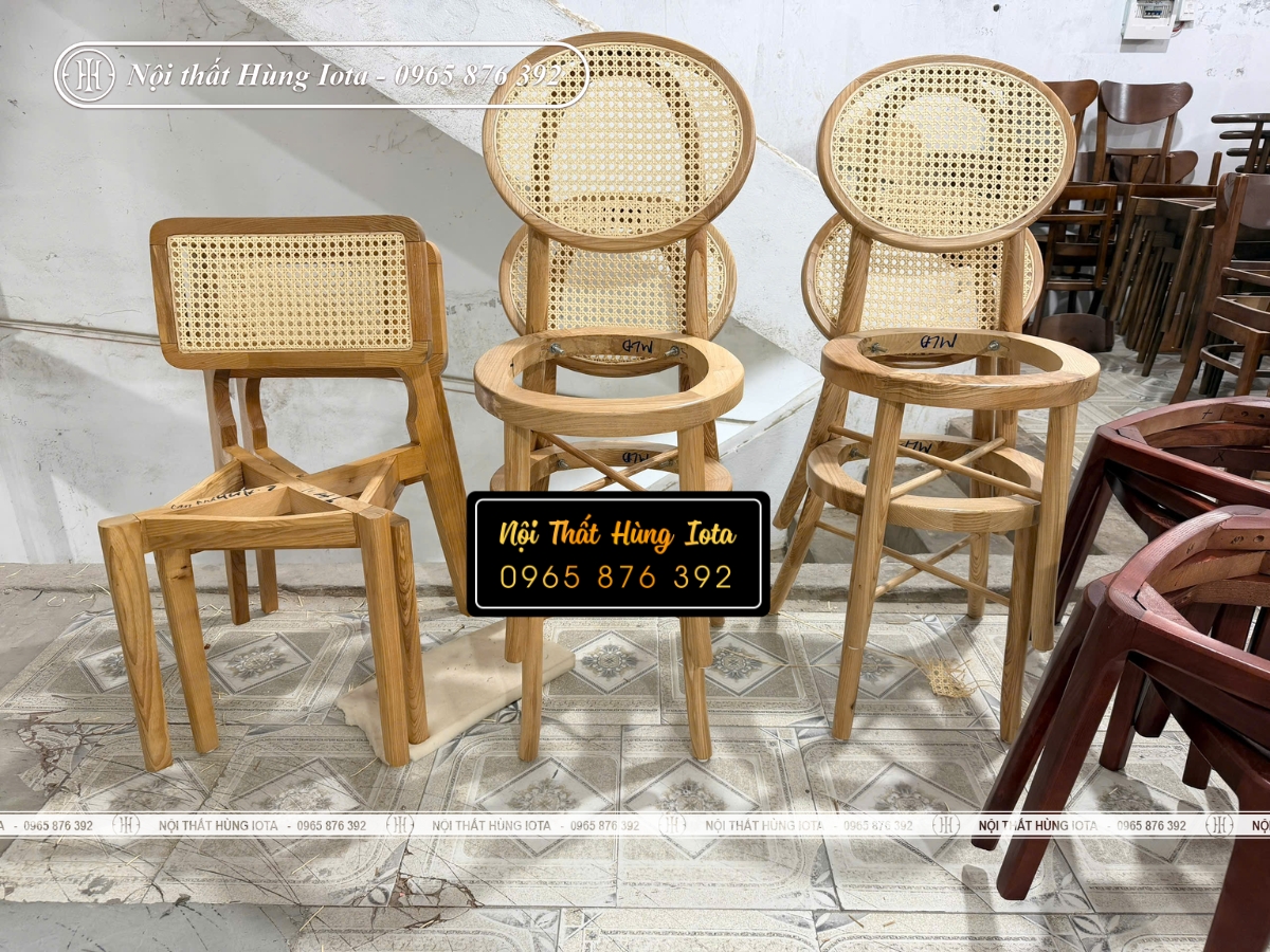 Xưởng sản xuất ghế mộc tựa mây