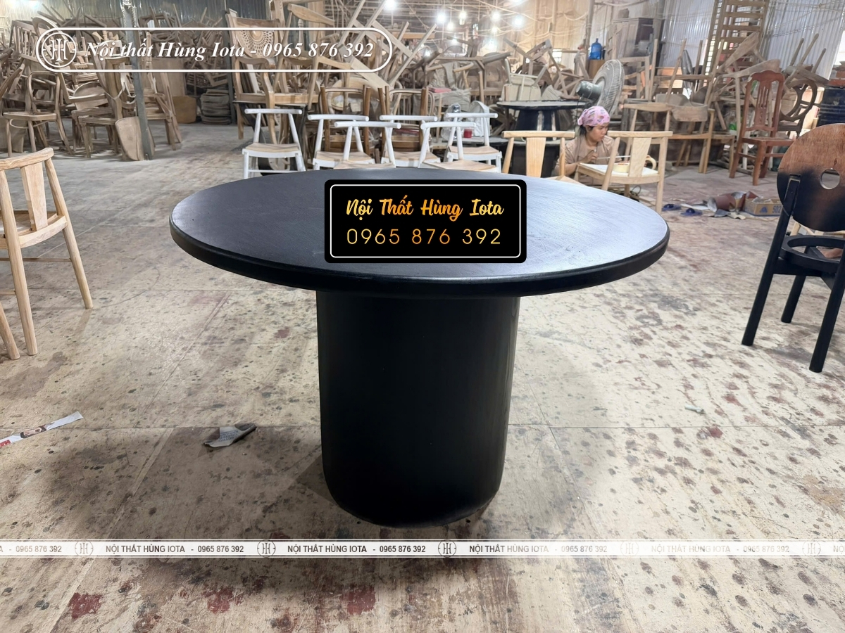 Bàn cafe, bàn trà mặt tròn màu đen giá rẻ