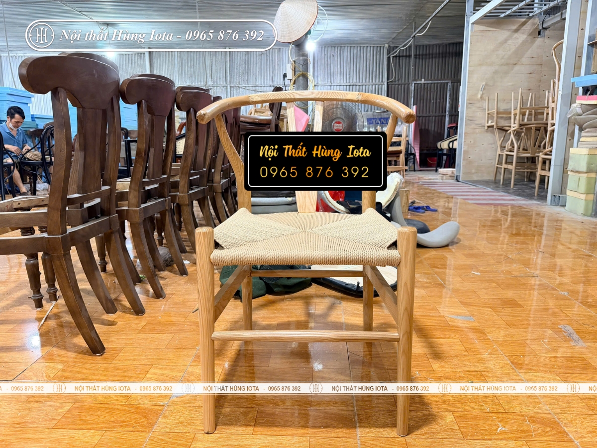 Ghế cafe wishbone đan dây